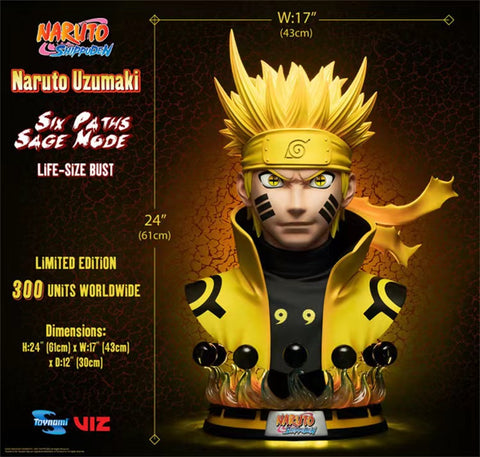 Toynami - Naruto Uzumaki Six Paths Sage Mode Life-Size Bust [Licensed]