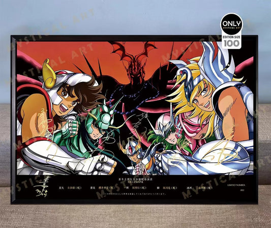 Mystical Art - The Five Bronze Sanits Signature Poster Frame [Seiya, Shiryu, Hyoga, Ikki and Shun]