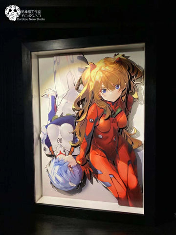 Dorobou Neko Studio - Asuka Langley Sohryu & Rei Ayanami 3D Poster Frame [DS012]