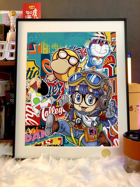 Xing Kong Studio - Arale, Shin Chan, Doraemon & Psyduck Poster Frame