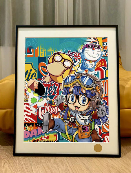 Xing Kong Studio - Arale, Shin Chan, Doraemon & Psyduck Poster Frame