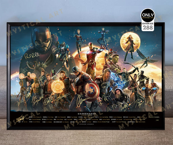 Mystical Art - Avengers Members Signature Poster Frame 
