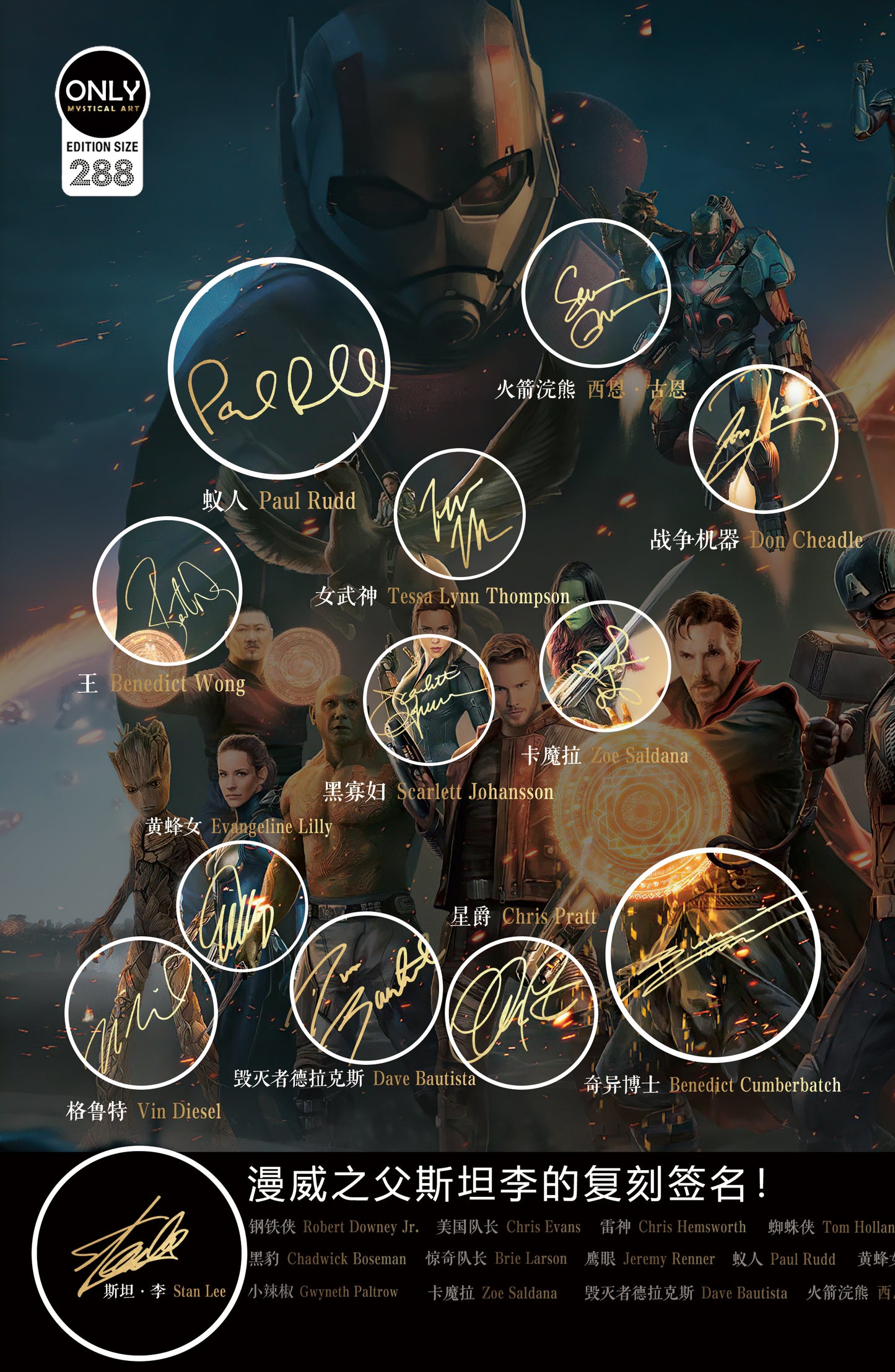 Mystical Art - Avengers Members Signature Poster Frame 