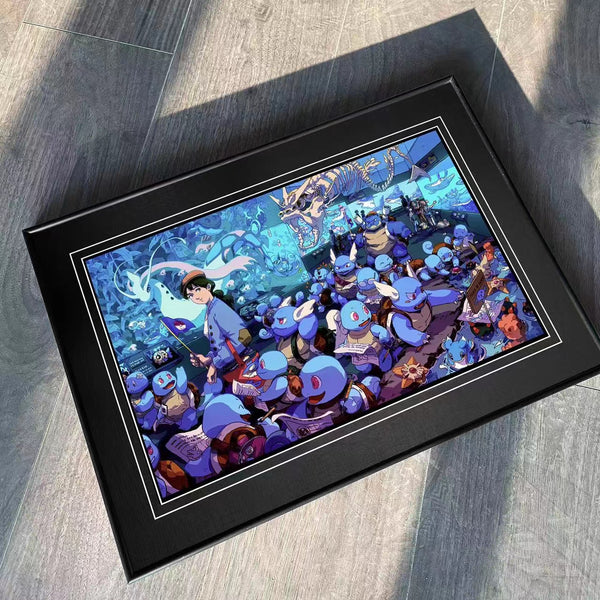 Billion Birds Studio - Squirtle, Blastoise & Gyarados Aquarium Poster Frame