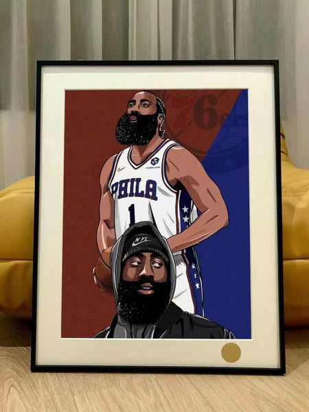 No. 23 LeBron James / No. 76 James Harden Poster Frame