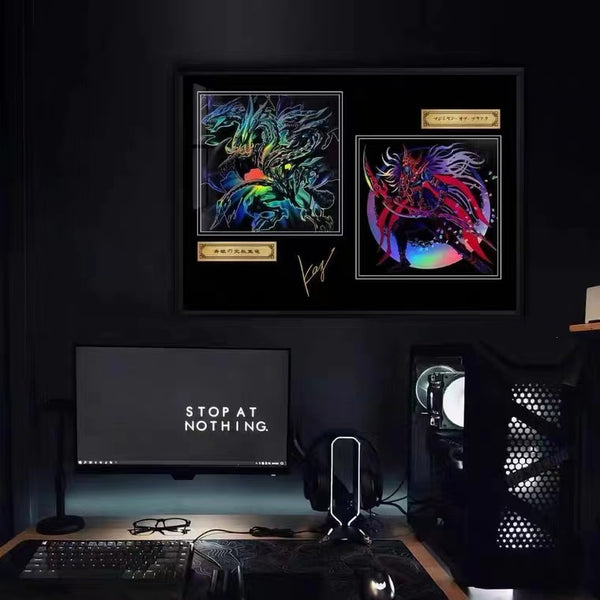 Billion Birds Studio - Blue-Eyes Alternative Ultimate Dragon & Magician of Black Chaos MAX Coloured Chrome Poster Frame