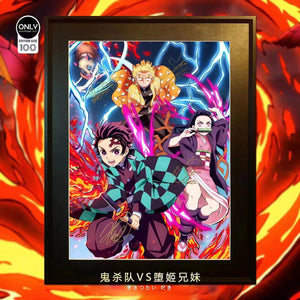 Mystical Art - The Demon Slayer Corps vs Gyutaro and Daki Signatures Poster Frame 