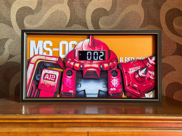 Mystical Art - Zaku MS 06 II Red Comet 3D Poster Frame with Clock Display Function