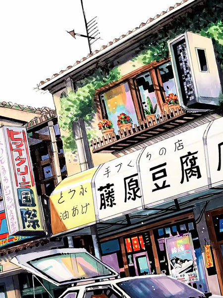Xing Kong Studio - Fujiwara Tofu Store with Takumi Fujiwara's Toyota AE86 Poster Frame