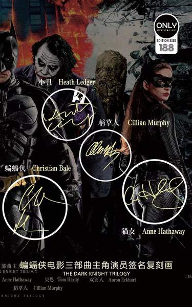 Mystical Art - The Dark Knight Trilogy Character Actor Signature Poster Frame 
