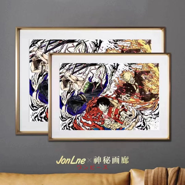 Mystical Art x Jonlne - Monkey D Luffy, Vinsmoke Sanji & Roronoa Zoro Inkjet Style Poster Frame [2 Variants]