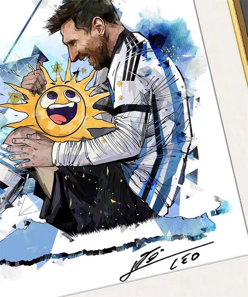 Lionel Messi Argentina Wins The World Cup Three-Star Poster Frame