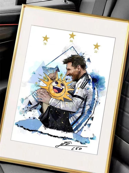 Lionel Messi Argentina Wins The World Cup Three-Star Poster Frame