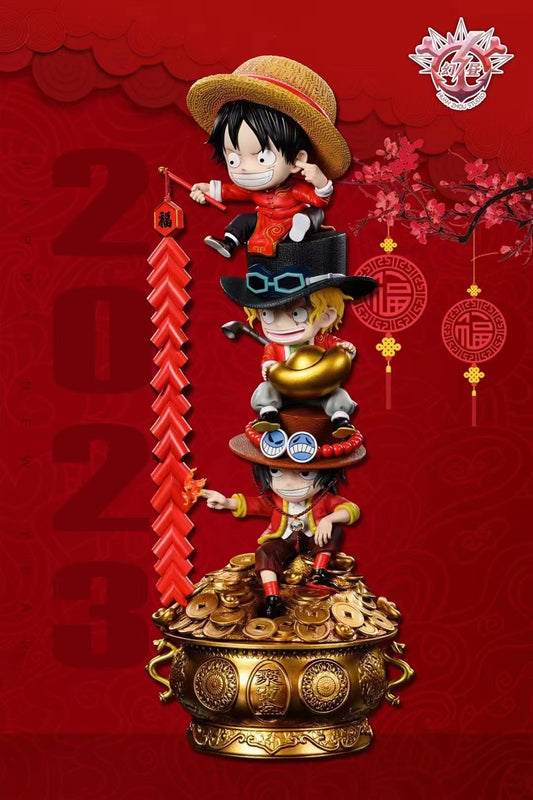Huan Zhou Studio / HZ Studio - New Year Monkey D Luffy, Sabo and Portgas D. Ace