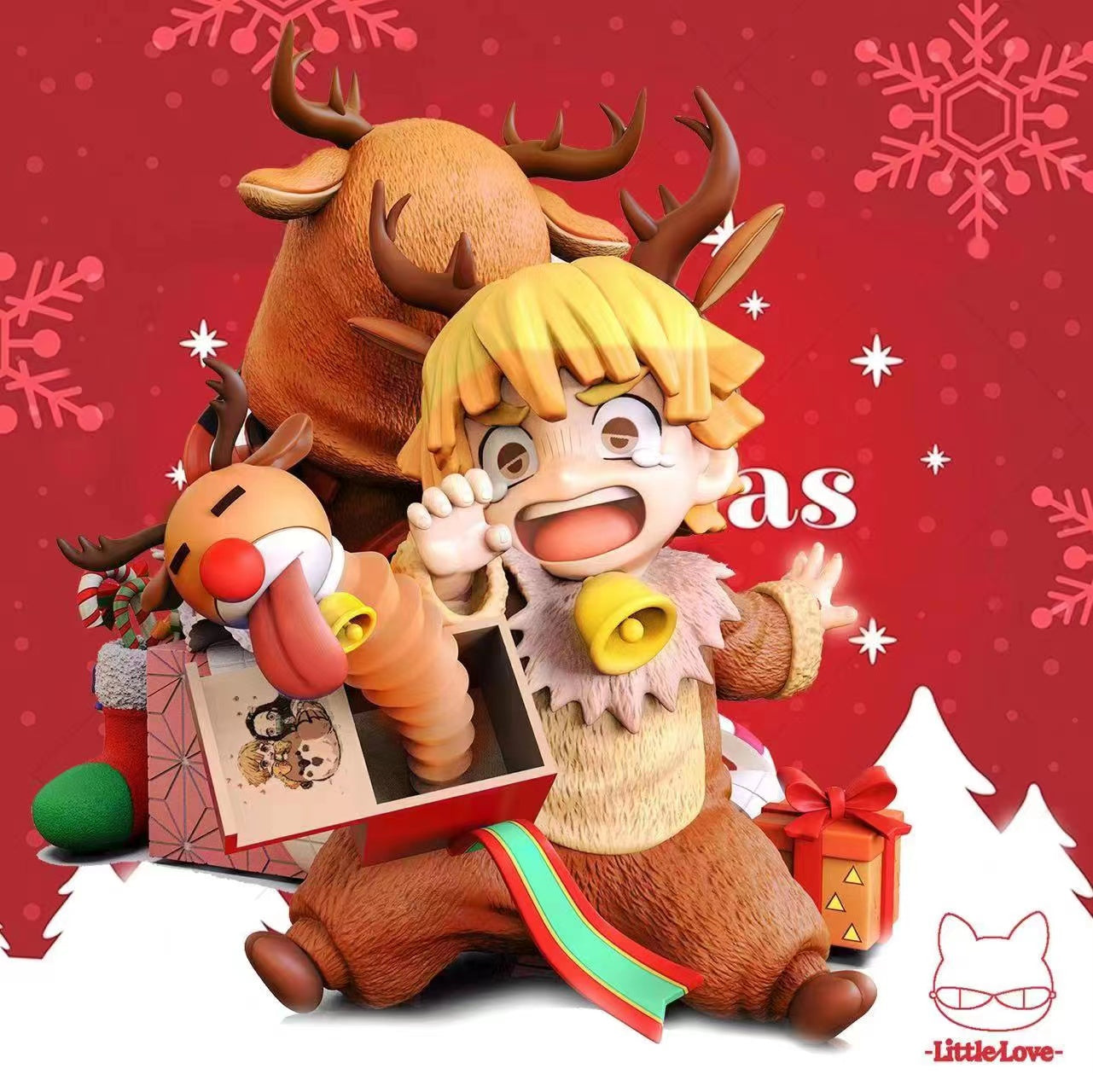 Little Love Studio - Nezuko as Red Nose Reindeer/ Zenitsu as Raindeer